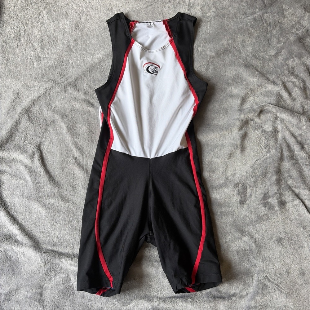 JL Racing Black White Crew Rowing Singlet Unisuit Size Large